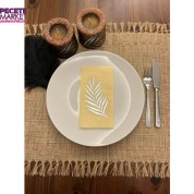 Gümüş Yaldızlı Sarı Yaprak Desenli Peçete 16 Adet