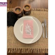 Gümüş Yaldızlı Pembe Yaprak Desenli Peçete 16 Adet