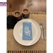 Gümüş Yaldızlı Mavi Yaprak Desenli Peçete 16 Adet