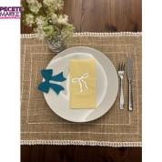 Gümüş Yaldızlı Sarı Fiyonk Baskılı Garson Katlama Peçete 16 Adet