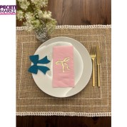 Gold Yaldızlı Pembe Fiyonk Baskılı Garson Katlama Peçete 16 Adet