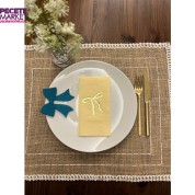 Gold Yaldızlı Sarı Fiyonk Baskılı Garson Katlama Peçete 16 Adet