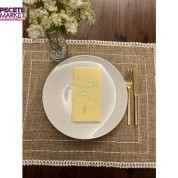 Gold Yaldızlı Sarı Hindiba Çiçeği Baskılı Garson Katlama Peçete 16 Adet