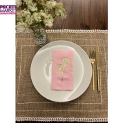 Gold Yaldızlı Pembe Hindiba Çiçeği Baskılı Garson Katlama Peçete 16 Adet