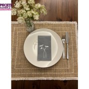 Gümüş Yaldızlı Gri Havuç Çiçeği Peçete 16 Adet