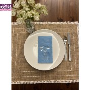 Gümüş Yaldızlı Mavi Havuç Çiçeği Peçete 16 Adet