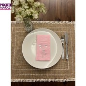 Gümüş Yaldızlı Pembe Havuç Çiçeği Peçete 16 Adet