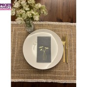 Gold Yaldızlı Gri Havuç Çiçeği Peçete 16 Adet