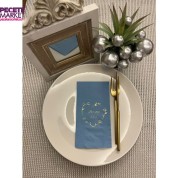 Gold Yaldızlı Mavi Bir Ömür El Ele Peçete 16 Adet