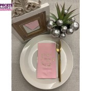 Gold Yaldızlı Pembe Bir Ömür El Ele Peçete 16 Adet