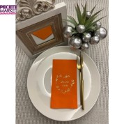 Gold Yaldızlı Turuncu Bir Ömür El Ele Peçete 16 Adet