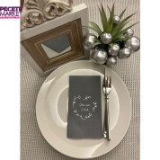 Gümüş Yaldızlı Gri Bir Ömür El Ele Peçete 16 Adet