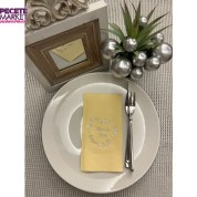 Gümüş Yaldızlı Sarı Bir Ömür El Ele Peçete 16 Adet