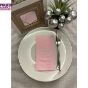 Gümüş Yaldızlı Pembe Bir Ömür El Ele Peçete 16 Adet