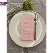 Gümüş Yaldızlı Pembe Hoşgeldiniz Garson Peçete 16 Adet