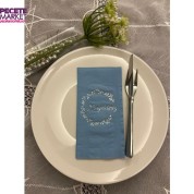 Gümüş Yaldızlı Mavi Hoşgeldiniz Garson Peçete 16 Adet