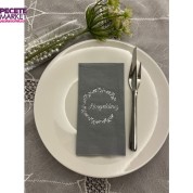 Gümüş Yaldızlı Gri Hoşgeldiniz Garson Peçete 16 Adet