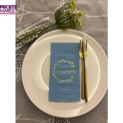 Gold Yaldızlı Mavi Hoşgeldiniz Garson Peçete 16 Adet