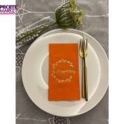 Gold Yaldızlı Turuncu Hoşgeldiniz Garson Peçete 16 Adet