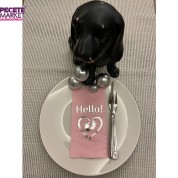 Gümüş Yaldızlı Pembe hello Baby Ayaklı Peçete 16 Adet