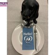 Gümüş Yaldızlı Mavi hello Baby Ayaklı Peçete 16 Adet