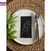 Gümüş Yaldızlı Siyah Yüz Baskılı Peçete 6x12 cm