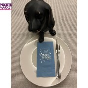 Gümüş Yaldızlı Mavi Happy Bırthday Garson Katlama Peçete 16 Adet