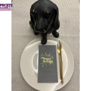 Gold Yaldızlı Gri Happy Bırthday Garson Katlama Peçete 16 Adet