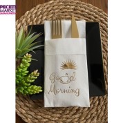 Gold Beyaz Cepli Good Morning Peçete 12 Adet 40x40