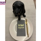 Gold Yaldızlı Gri İyi Ki Doğdun Baskılı Garson Katlama Peçete 16 Adet