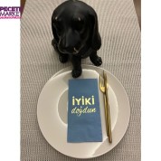 Gold Yaldızlı Mavi İyi Ki Doğdun Baskılı Garson Katlama Peçete 16 Adet