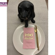 Gold Yaldızlı Pembe İyi Ki Doğdun Baskılı Garson Katlama Peçete 16 Adet