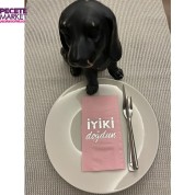 Gümüş Yaldızlı Pembe İyi Ki Doğdun Baskılı Garson Katlama Peçete 16 Adet