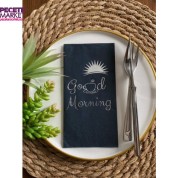 Gümüş Yaldızlı Siyah Good Morning Peçete