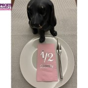 Gümüş Yaldızlı Pembe Yarım Yaş Bırthday Garson Katlama Peçete 16 lı