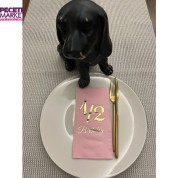 Gold Yaldızlı Pembe Yarım Yaş Bırthday Garson Katlama Peçete 16 lı