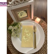Gold Yaldızlı Sarı Kelebek Yaprak Detaylı Peçete 16 Adet
