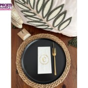 Gold Yaldızlı Beyaz Çelenkli Ç Harfi Garson Peçete 16 Adet