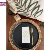 Gold Yaldızlı Beyaz Çelenkli Ö Harfi Garson Peçete 16 Adet