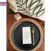 Gold Yaldızlı Beyaz Çelenkli S Harfi Garson Peçete 16 Adet