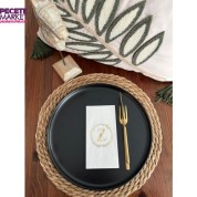 Gold Yaldızlı Beyaz Çelenkli Z Harfi Garson Peçete 16 Adet