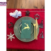 Gold Yaldızlı Yeşil Yılbaşı Geyik Detaylı Peçete 16 Adet