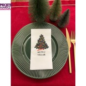 Yılbaşı Ağacı Mutlu Yıllar Baskılı Yılbaşı Peçetesi Beyaz12 Adet