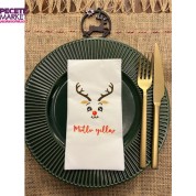 Geyik Mutlu Yıllar Baskılı Yılbaşı Peçetesi Beyaz16 Adet