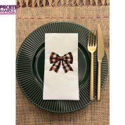 Zarif Pötikareli Fiyonk Baskılı Sunum Peçetesi Beyaz 16 Adet