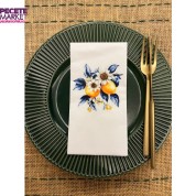 Çiçekli  Limon Baskılı Sunum Peçetesi Beyaz 16 Adet