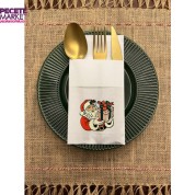 Noel Baba Hediye Paketi Baskılı Yılbaşı Kanguru Cepli Peçete Beyaz12 Adet