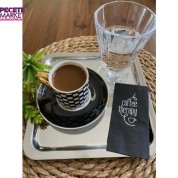 Gümüş Yaldızlı Siyah Coffee Therapy Peçete 6x12 cm
