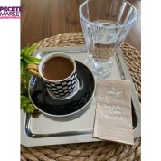 Gümüş Yaldızlı Kraft Sen ve Ben Kahve Mutluluk Peçete 6x12 cm