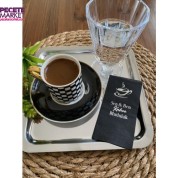 Gümüş Yaldızlı Siyah Sen ve Ben Kahve Mutluluk Peçete 6x12 cm